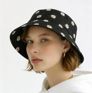 Kids Black Daisy Sun Hat